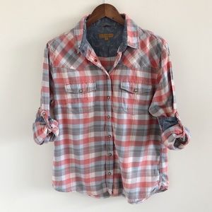 Jachs Girlfriend 100% Cotton Plaid Button-Down Med